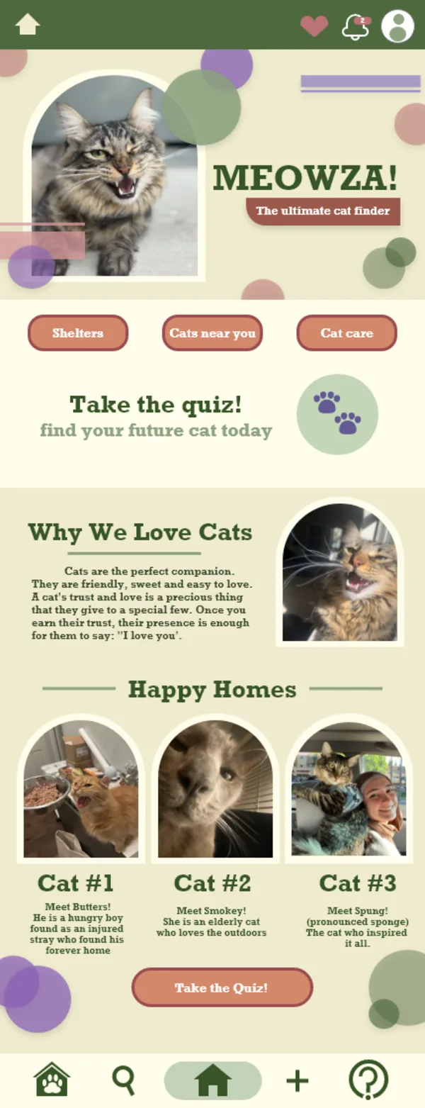 Pet Adoption app home screen