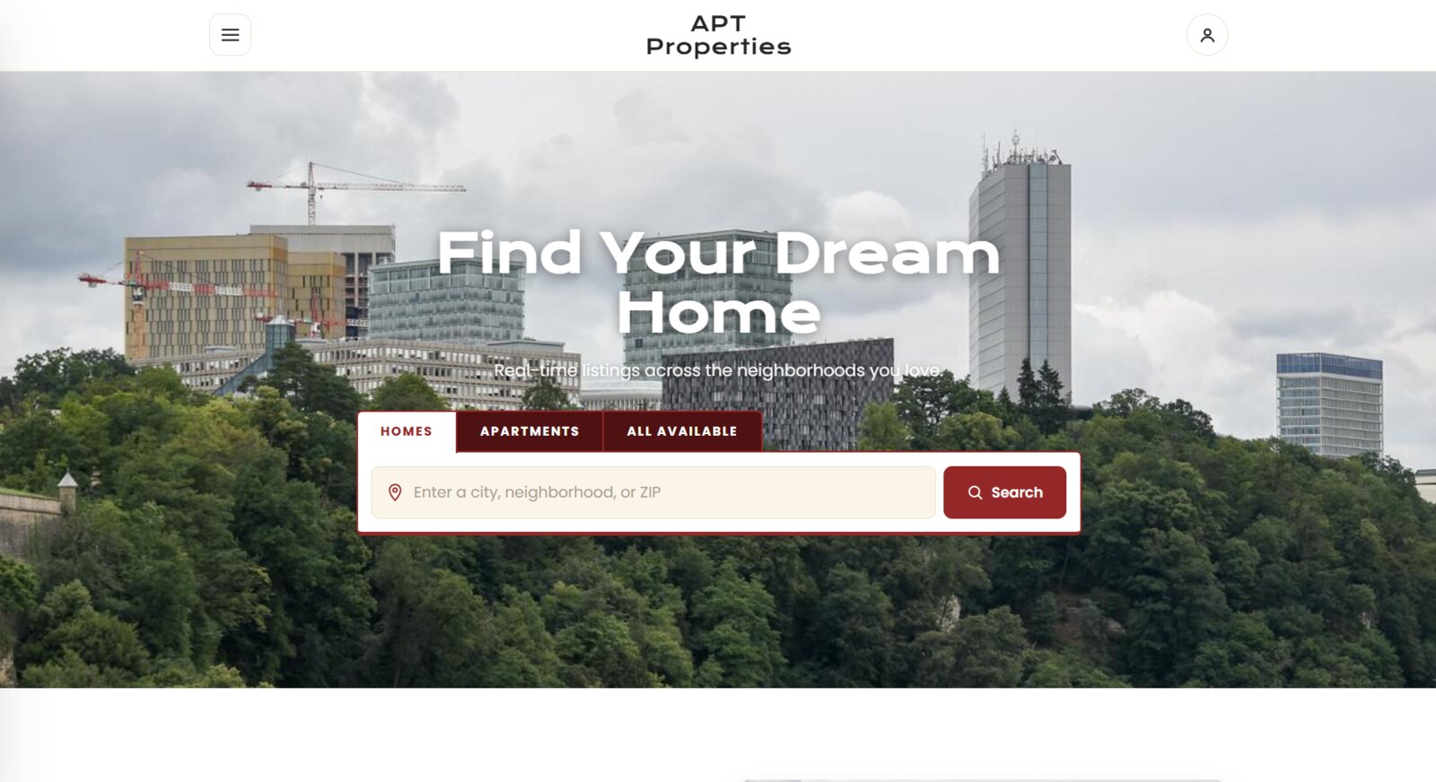 APT Properties website — home page